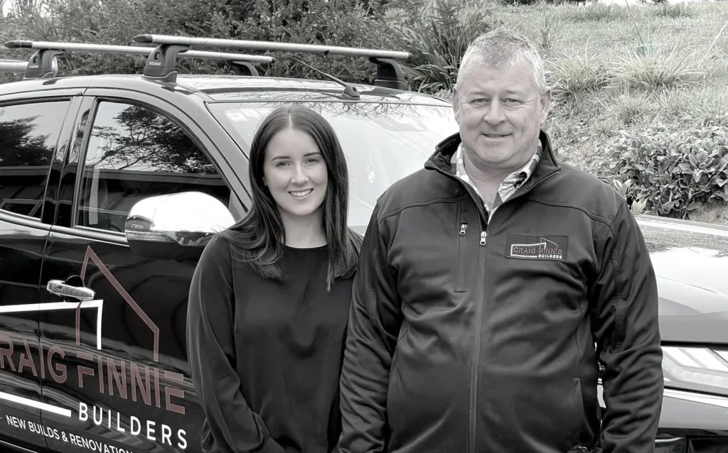 Craig Finnie and his daughter Cydnie with the Craig Finnie Builders ute